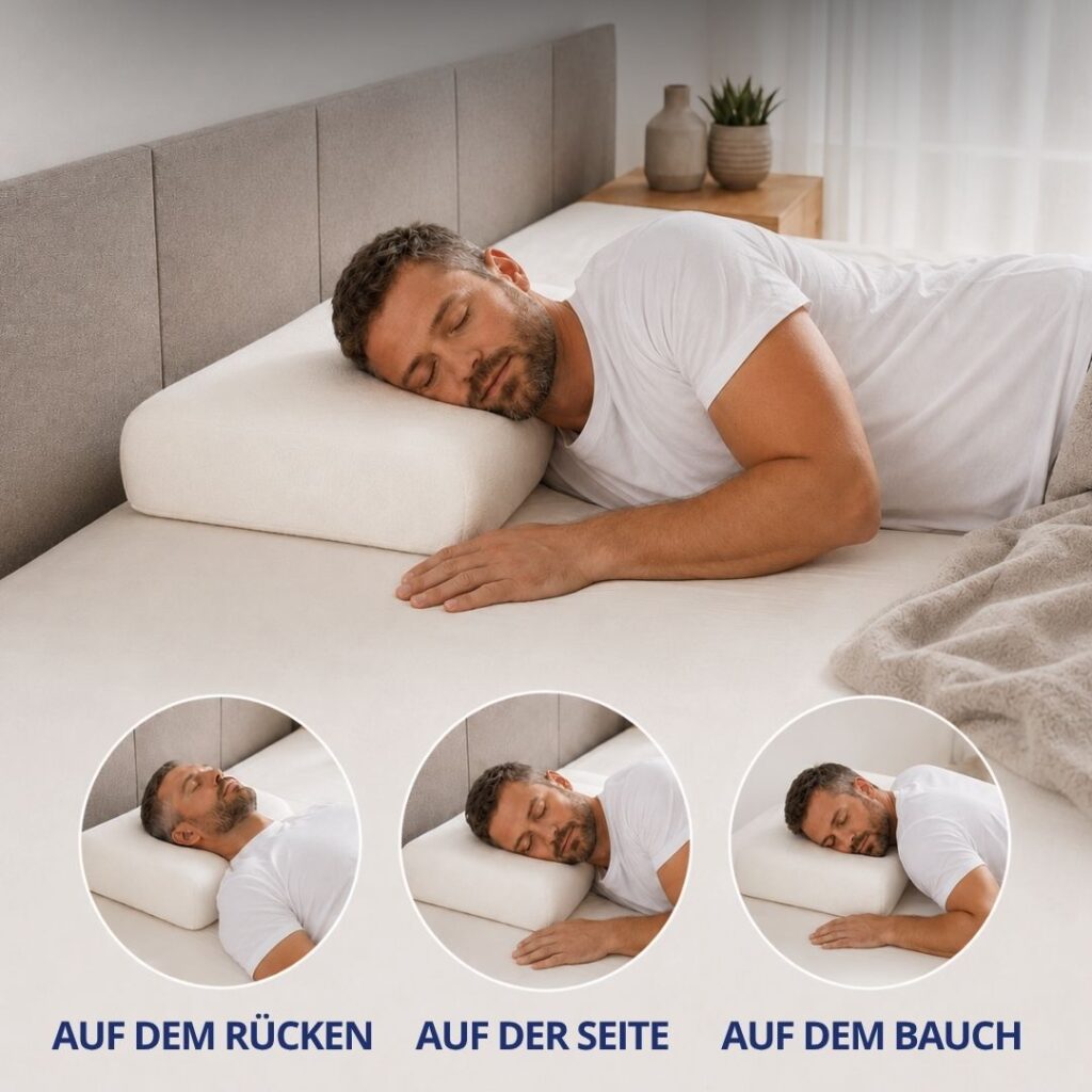 Nackenstütze in jeder Schlafposition mit dem Memory-Kissen