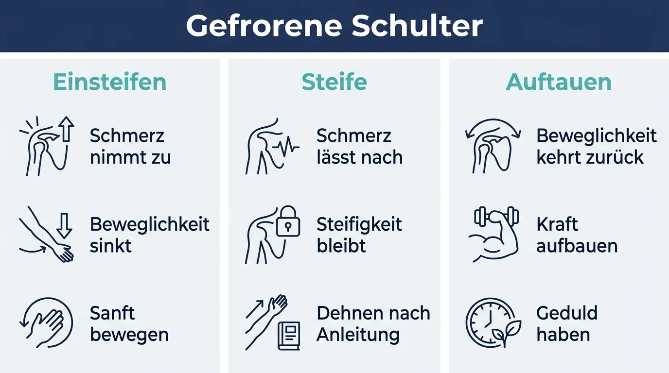 Infografik zu den drei Phasen der gefrorenen Schulter